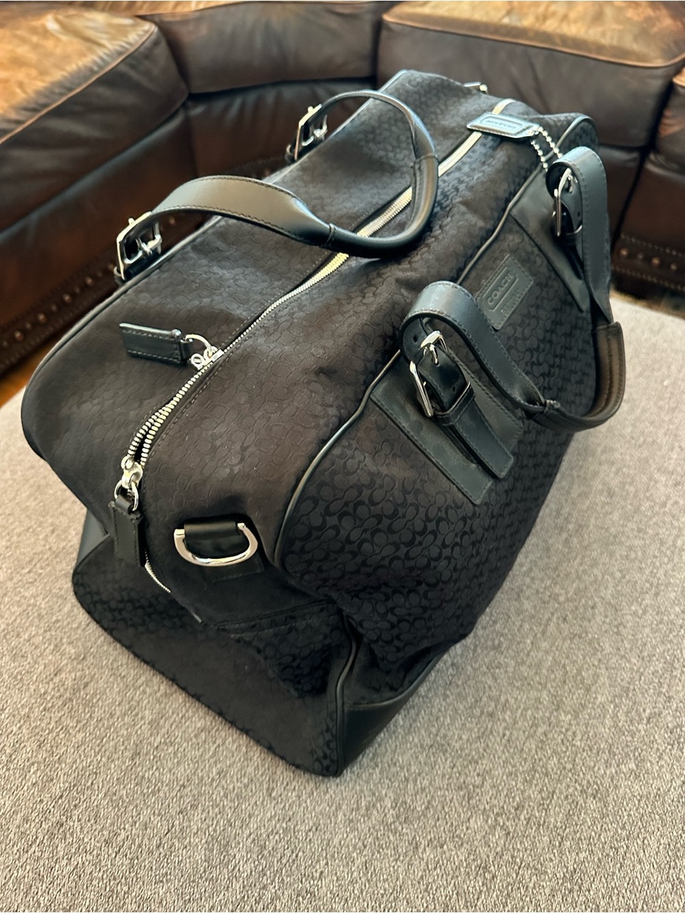 Coach Black Signature Canvas Duffel Bag - Picture 4 of 8